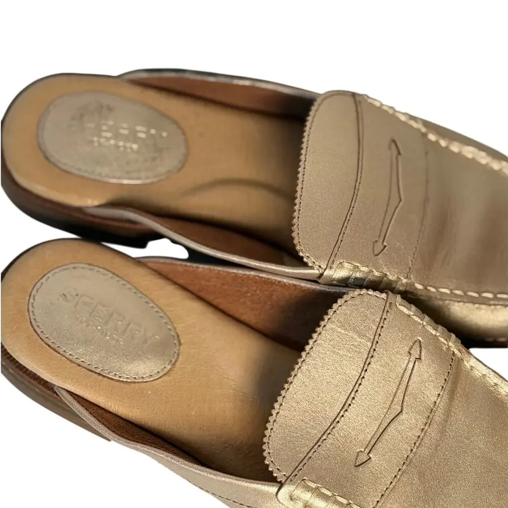 Sperry Top-Sider Metallic Gold Leather Mule Loafers – Women's US 8 – STS82554